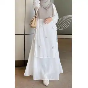 Dress Minimalis Ala Korea dengan Payet Bunga