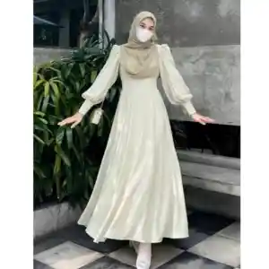 Dress Satin Minimalis Model Baju Lebaran 2024